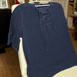 Old Navy "denim look" lace-up top